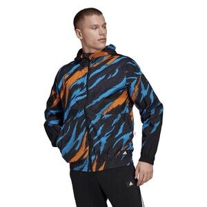 NEW adidas Mens XL TRVL Multicolor Tiger Camo Lightweight Windbreaker Jacket